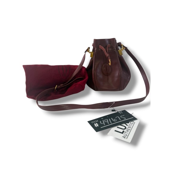 Cartier Handbags - Vintage Must de Cartier Bucket Bag Leather Crossbody Gold HW Bordeaux Dust Cover